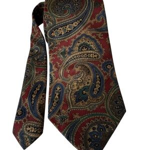 Wittcomb  & Keith Paisley 56X 3 in. Neck Tie Blue Bergundy Vintage Dad Business
